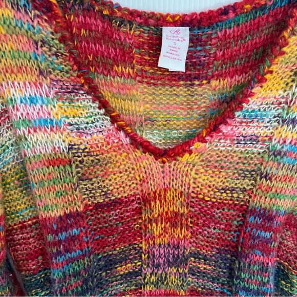 Vintage Y2K 00s Bobbie Brooks Space Dye Colorful Boho Knit Sweater Small - Picture 7 of 9